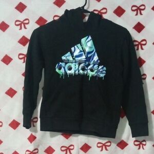 Adidas Kids Black Hoodie with Colorful Logo